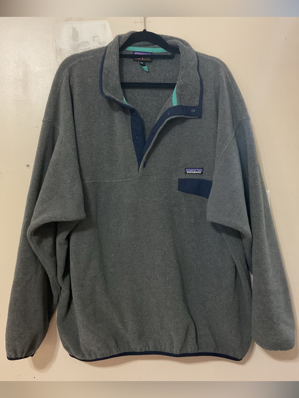 Patagonia Synchilla Pullover Gray Teal Size 2XL
